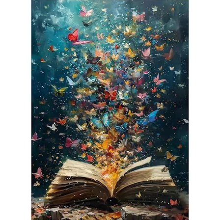 Diamond Painting Kits til Voksne Begyndere, Sommerfugl På Bogside Diamond Art Kits, DIY 5D Fuld Drill Mal med Diamanter med Malerier til 