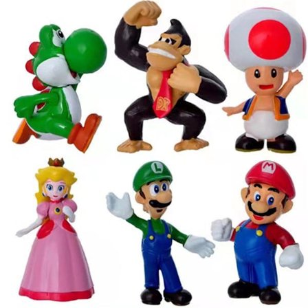 6 stk Super Mario Figurer Søt Leketøy Dukker Figurer Samling Gave 6 stk