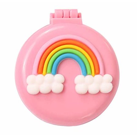 Söt Mini Rund Hårkam Fickkammar med Smink Spegel