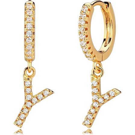 AVEKI 18K Delikat förgylld Pave Cubic Zirconia Brev Charm