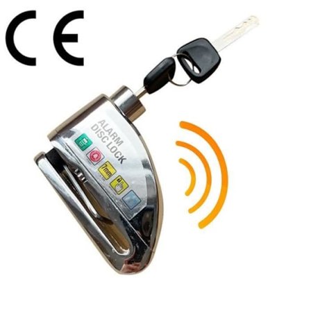 Motorcykel Stöldskydd, Motorcykel Larm Skivbromslås med Larm, Elektrisk Scooter Stöldskyddslarm för Motorcykel-Cykel-Scooter-Silver