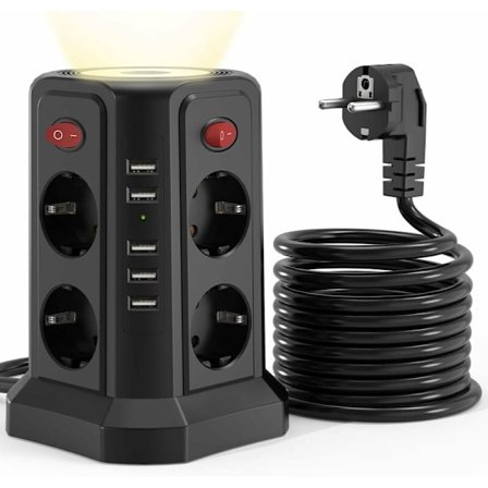 Tornkraftverk, överspänningsskydd med 8 uttag, 4 individuella s