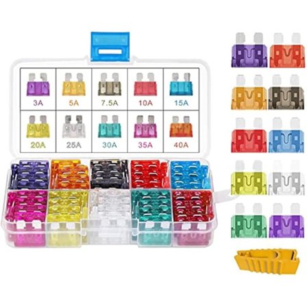 Gebildet 80 st 12V-24V Blandade bilstandardbladssäkringar, mekanisk säkring, 3A 5A 7.5A 10A 15A 20A 25A 30A 35A 40A