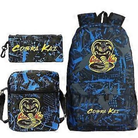 3-pack Cobra Kai Ryggsäckar för Barn Skolväska Casual Ryggsäckar Tryck Ryggsäck för Tonåringar Flickor Pojkar Reseväska (4)