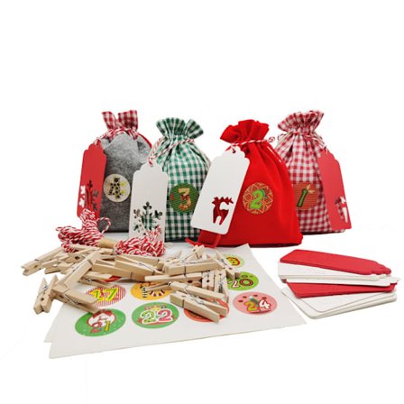 Joulukalenteripussi 24 joulukalenterin riipusta Joululahjapussi tyyli-3