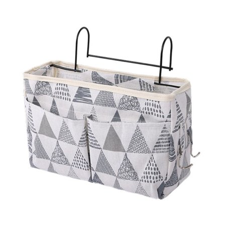 Monitoiminen sängyn vieressä roikkuva laukku, opiskelija-asuntolan sänky