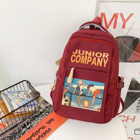 Oppilaskoululaukku koululaukku naislukio Harajuku ulzzang keskikoulun oppilas suurikapasiteettinen reppu mies junior high school reppu-punainen