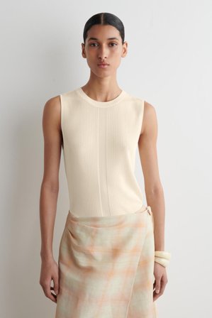 COS Women's Ribbed-Knit Tank Top in White