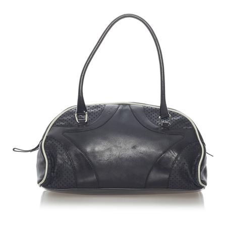 Prada Vintage, Pre-owned Vitello Drive Leather Handbag Zwart, Dames, Maat:ONE Size