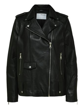Slfmadison Leather Jacket B Noos Selected Femme Black