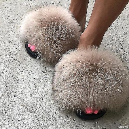 Sommerpels-Tøfler Fluffy Søde Plys Damestøfler Luksuriøse Charmerende Sandaler