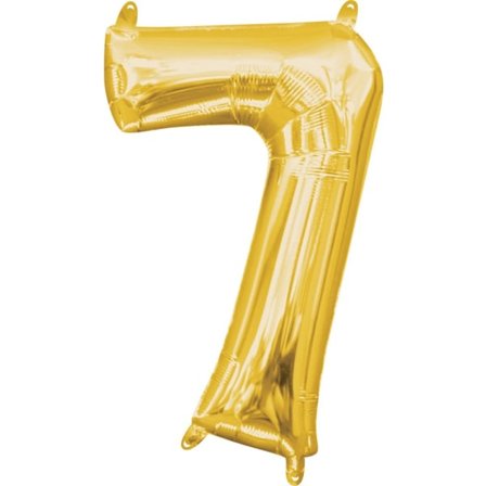 Nummer Guld, Guld mini nummerfolieballong nummer 7 - 40 cm