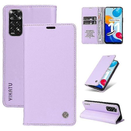 Flip-deksel til Xiaomi Redmi Note 11 4g og stativfunksjon, kunstskinn og matt TPU med kortspor, sterk magnetisk tiltrekning