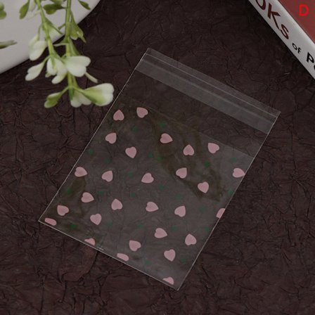 100 st Transparenta Hjärtformade Påsar Godis Kakor Självhäftande Påse