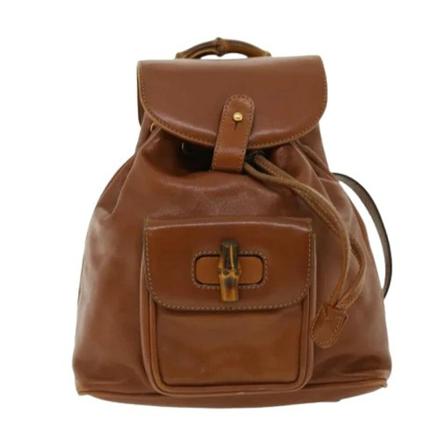 Gucci Vintage Pre-owned Leather Rugzaks , Bruin , Dames , Maat: ONE Size Vintage Tassen