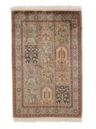 Tapis D'orient Cachemire Pure Soie 78X118 Marron/Orange (Soie, Inde)