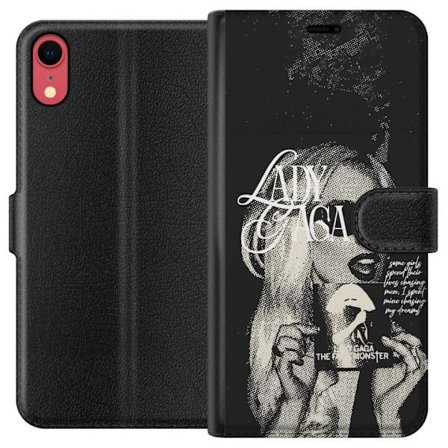 Kompatibel Tegnebogsetui til Apple iPhone XR Lady Gaga sort-hvid retroplakat med solbriller og popkunst-æstetik