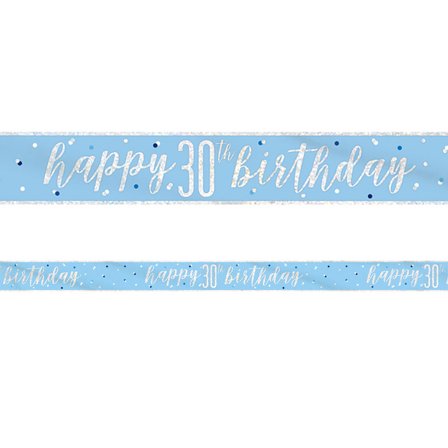 Happy 30th Birthday Banderoll Blå & Silver