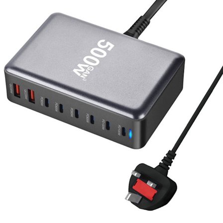 8-ports 6 USB C 2 USB A 500W GaN-bordopladere PD-ladestation til telefoner og tablets 8-ports hurtigopladere