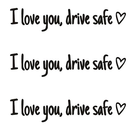 3 kpl I Love You Drive Safe -peilitarra, Drive Safe I Love You -tarra sydämellä taustapeiliin, ikkunaan, vinyylitarra [SL]