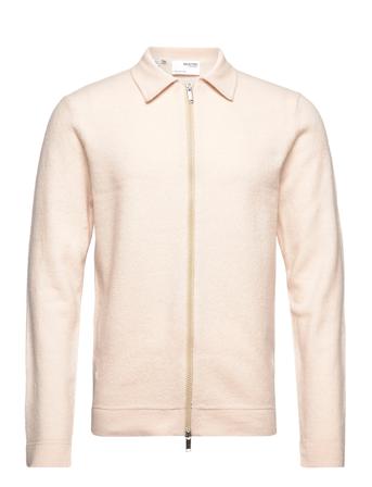 Slhbelo Ls Knit Zip Cardigan W Beige Selected Homme