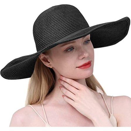 Dame Floppy Hat Halm Hat Bred Skygge Solhatte Åndbar Myre