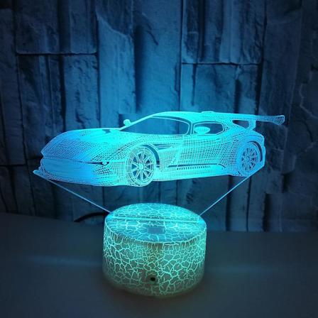 3D Racing Nattlampa för Barn, Bilpresent, 3D Illusionslampa med 16 Färgbyten och Fjärrkontroll, Födelsedagspresent, Inredning för Barn och Vuxna