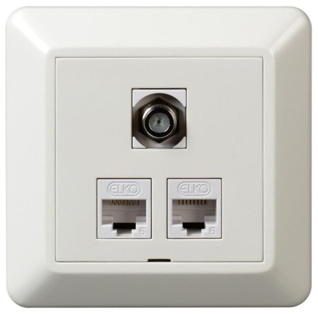 ELKO Multimediakontakt 2xCat6+satelitt