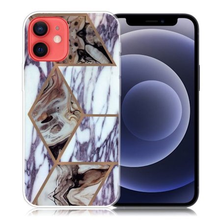 Marmormotiv iPhone 12 Mini skal - Blå Och Brun Marmor