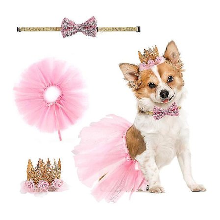 1 sæt kæledyrsdekoration hund fødselsdag kat fødselsdag kostume tilbehør tutu nederdel hat