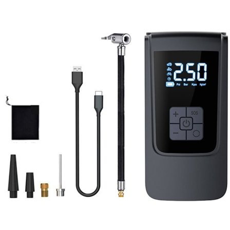 Bærbar luftpumpe til bil 150 psi luftkompressor, transportabel elektrisk dækpumpe med LED-lys, automatisk stop til bildæk, motorcykel, cykel, bold-FM-