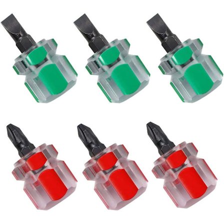 Kort skruetrækker, 3 stk. mini flad skruetrækker og 3 stk.