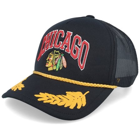 Mitchell & Ness - Chicago Blackhawks Gold Leaf Hwc Black Trucker Trucker Black Cap - NHL @ Hatstore