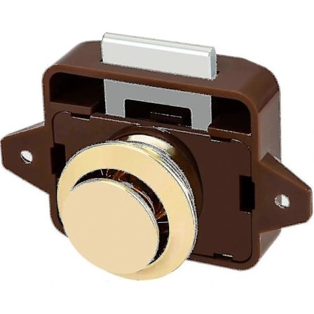 Trykknap Skabsdør Lås Campingvogn Autocamper Spærre Skab Guld Knop (2 stk., Brun+ Guld)[CO]