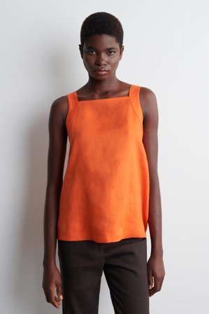 COS Women's Tie-Back Linen Top in Orange