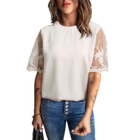 Kortärmade Kvinnor T-shirts Med Rund Hals
