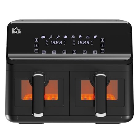 Rootz Hot Air Fryer - Oljefri dubbelkammare - Air Fryer - Hälsosammare matlagning - 38,5 cm x 38 cm x 30,5 cm - Svart