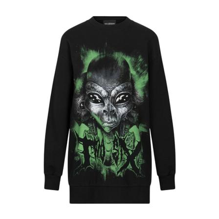 Han Kjøbenhavn Alien Artwork Crew Faded Black , Zwart , Dames , Maat: M Casual jurken