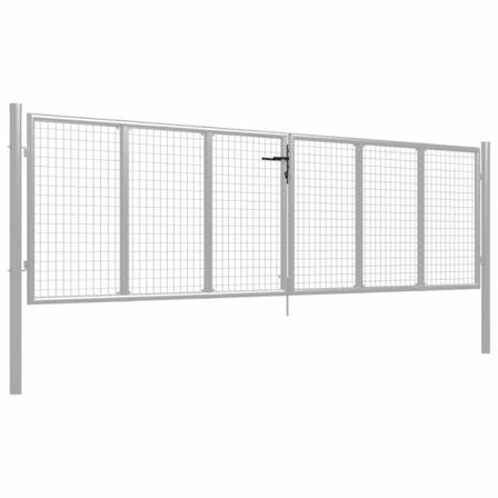 Vidaxl Trädgårdsgrind Galvaniserat Stål 415x150 Cm Silver Silver