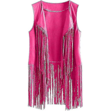 70-tals Toppar Kompatibla Dam Cowgirl Skjorta Disco Fransväst Jacka