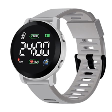 Digitalt LED-ur til børn, vandtæt, automatisk dato, ugekalender, sportsarmbåndsur til drenge og piger, mode elektronisk ur Grå