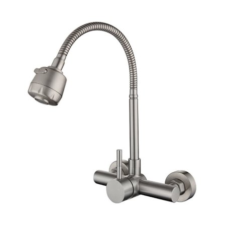 Køkkenarmatur 304 Rustfrit Stål Vægmonteret Armatur 360° Drejelig Vaskarmatur.