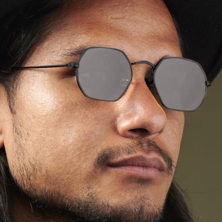 Lunettes de soleil Groovy noir de noir pour hommes - Lunettes de soleil Rétro