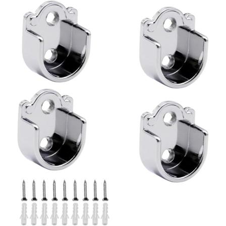4-pack rundrörsfäste Flänsfäste Dragstångsände för garderobsfäste Duschgardinstång med skruvar (25 mm)