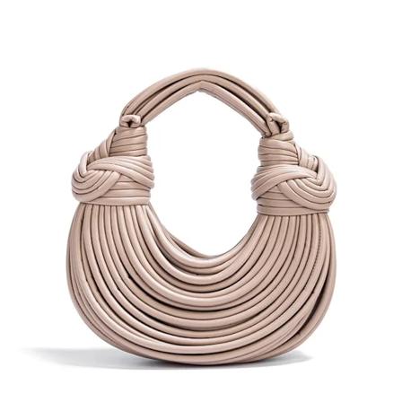 Moderigtigt Grænseoverskridende Kvinders Håndtaske Håndvævet Stribet Brødtaske Knyttet Dumpling Sky Håndholdt Skrå Crossbody Taske APRICOT