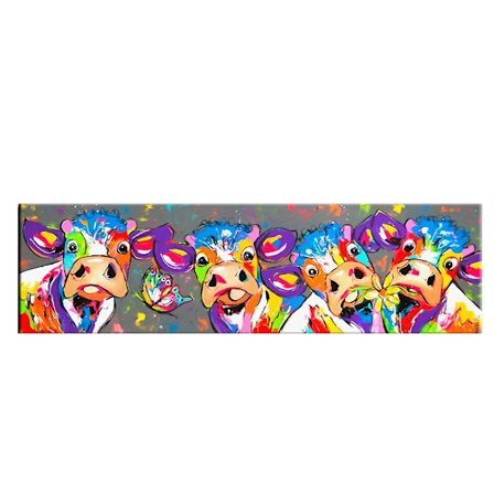 Farge Ku Hjemmeinnredning Maleri, Lerretet Maleri Uten Ramme, 40X120cm