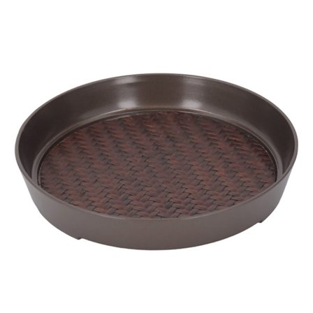 Rund liten tebricka vävmönster dekorativ legering serverings tekopp fat för hem uteplats veranda däck