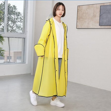 Vandtæt regnfrakke til voksne til vandring og cykling med dobbelt skygge Gul L 145-155 cm