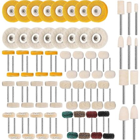 58 Deler Poleringshjulsett Lite Poleringshjulsett Poleringshjul for Drill Roterende Verktøy Mini Børste Poleringssett for Klokker og Smykker Ab