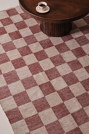 Jotex - Tapijt Met Platbinding Beige/rood Beige/rood - BENTO - Koop Gladgeweven vloerkleden bij Jotex